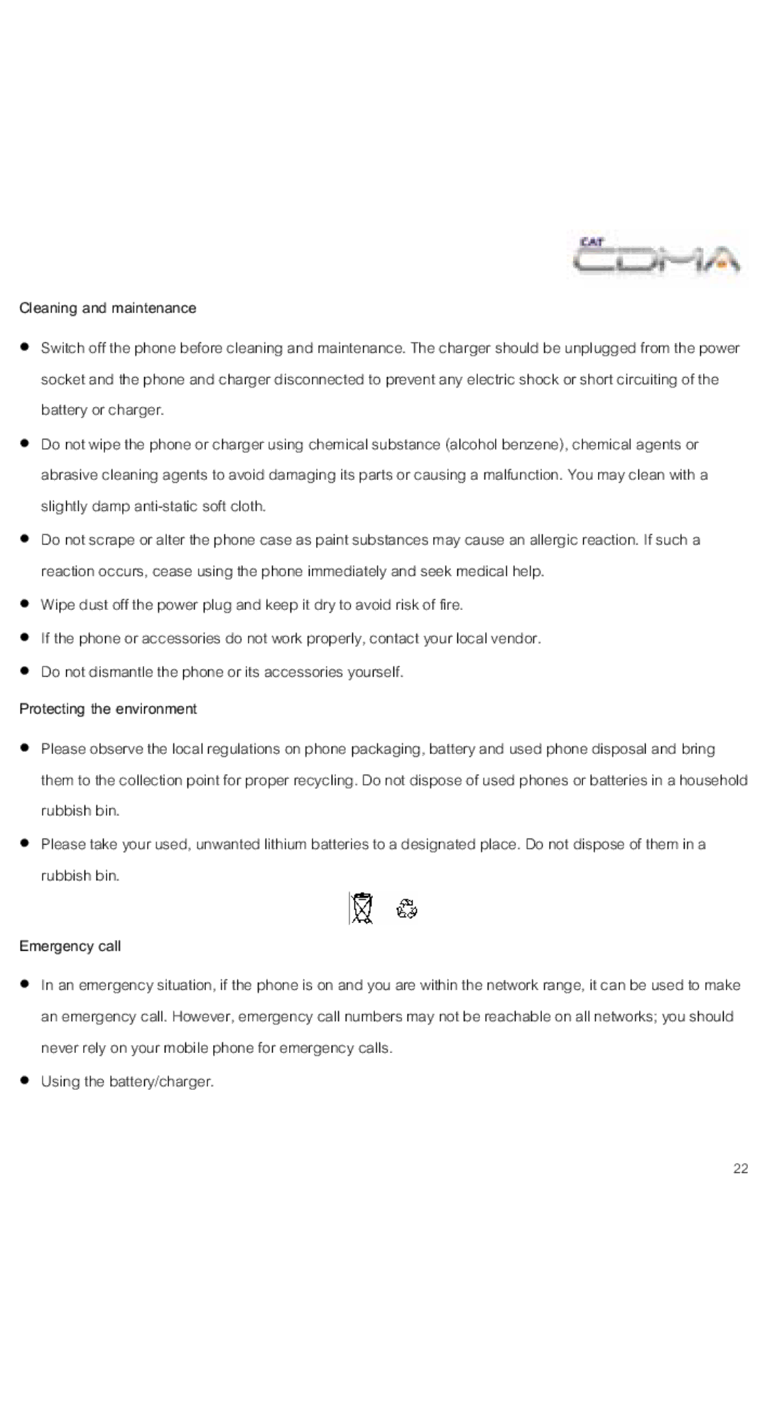 Alcatel OT-V212C manual Cleaning and maintenance, Protecting the environment, Emergency call 