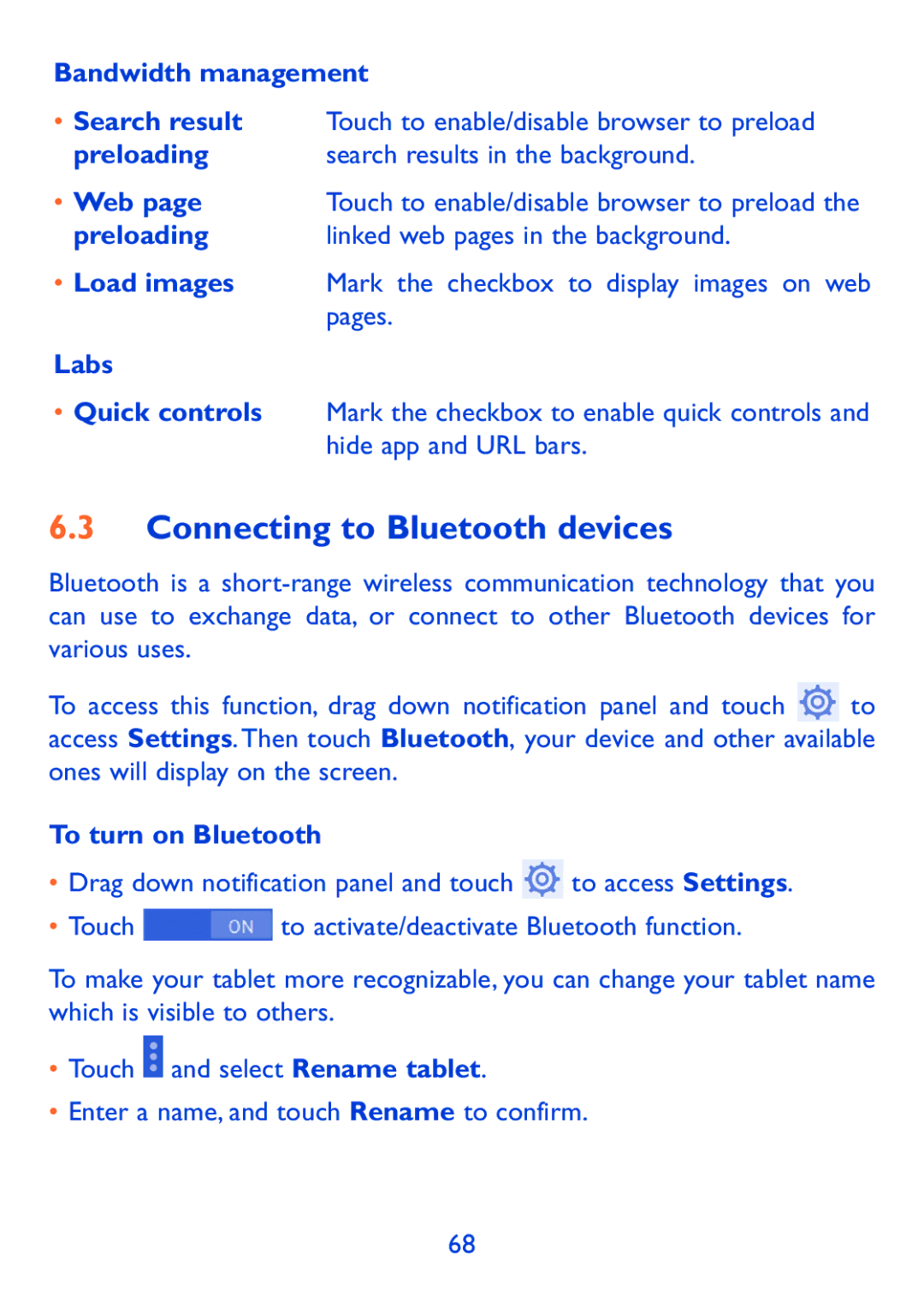 Alcatel Pop 7, P310X manual Connecting to Bluetooth devices 