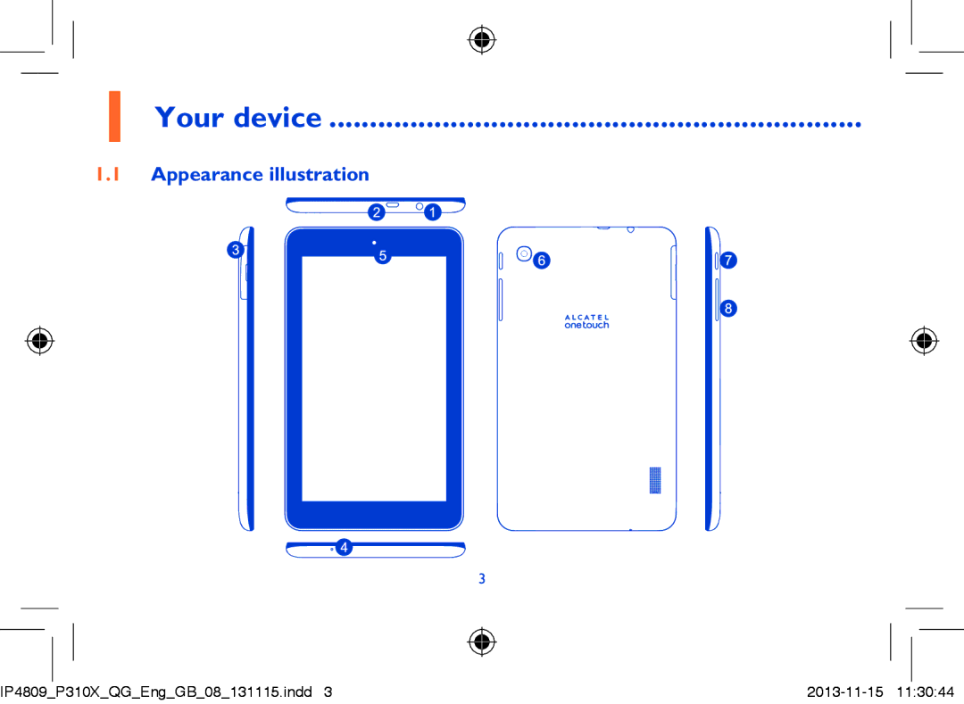 Alcatel P310X manual Your device, Appearance illustration 