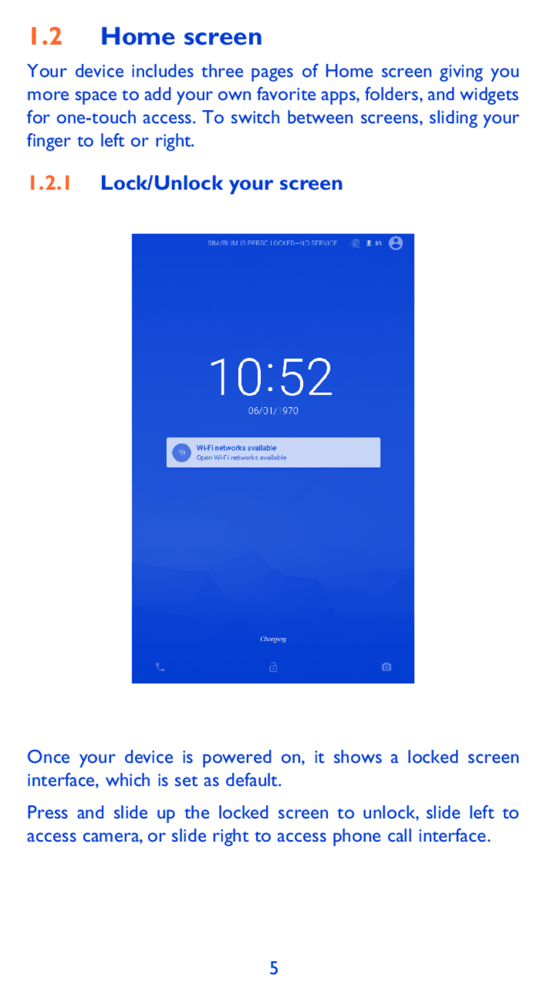 Alcatel P360X manual Home screen, Lock/Unlock your screen 