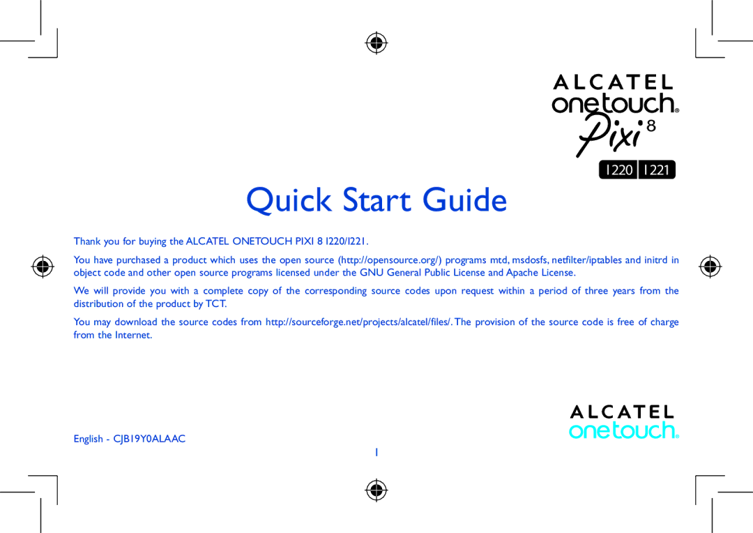 Alcatel Pixi 8 manual Quick Start Guide 