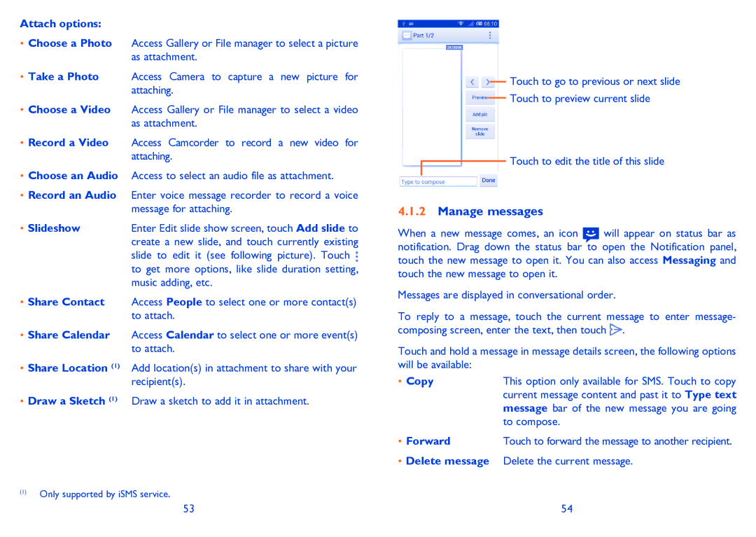 Alcatel POP C3 manual Manage messages 