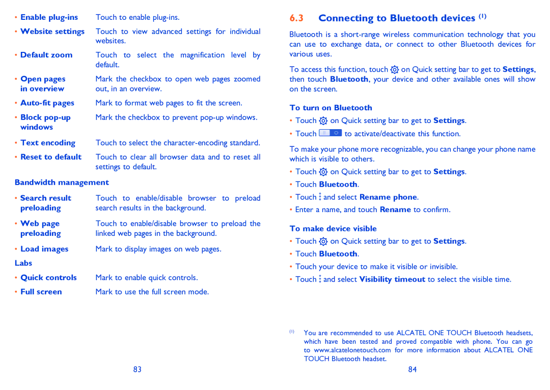 Alcatel POP C3 manual Connecting to Bluetooth devices 