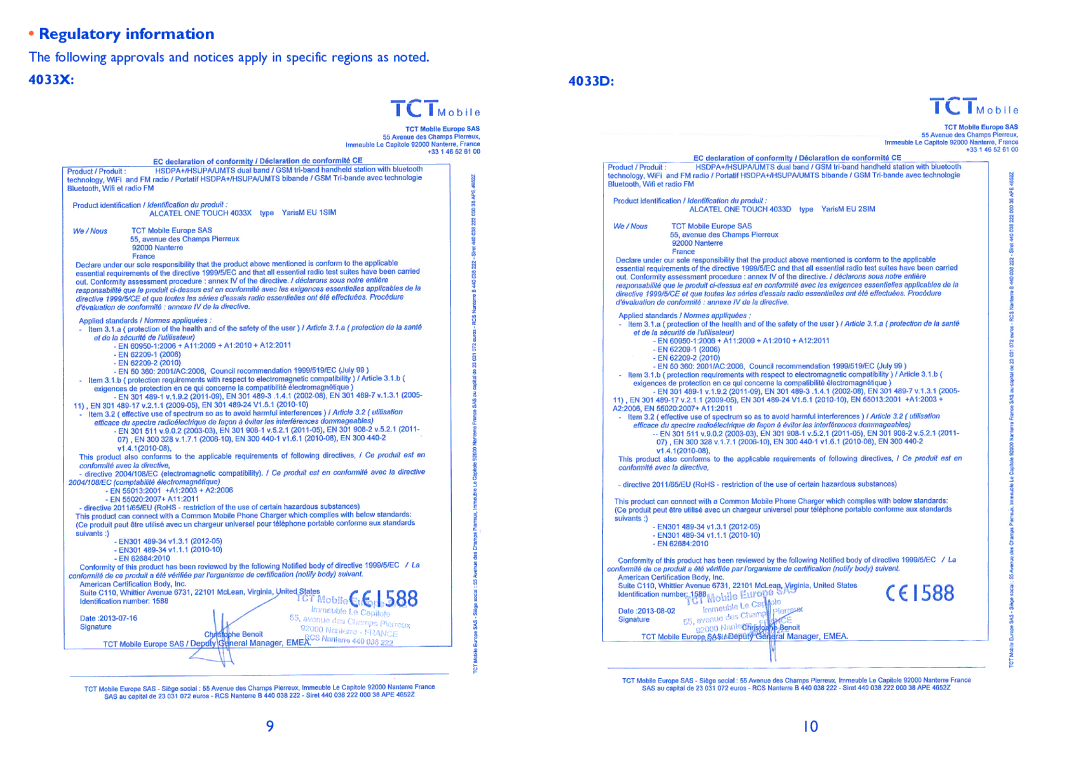 Alcatel POP C3 manual Regulatory information 