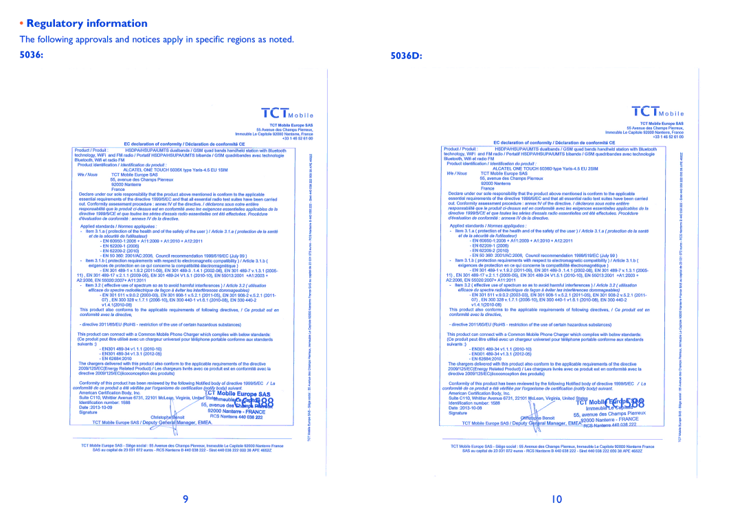 Alcatel POP C5 manual Regulatory information 