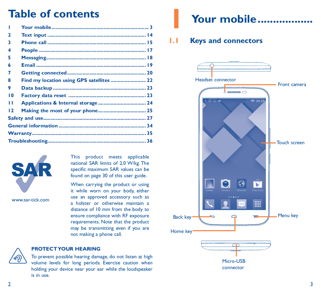 Alcatel Pop C9 manual Table of contents 