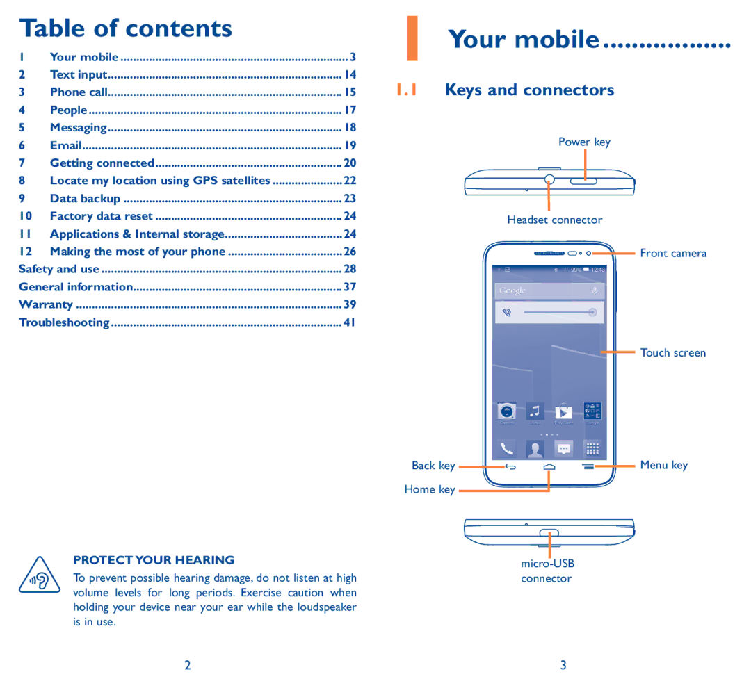 Alcatel Pop D5, 5038D manual Table of contents 