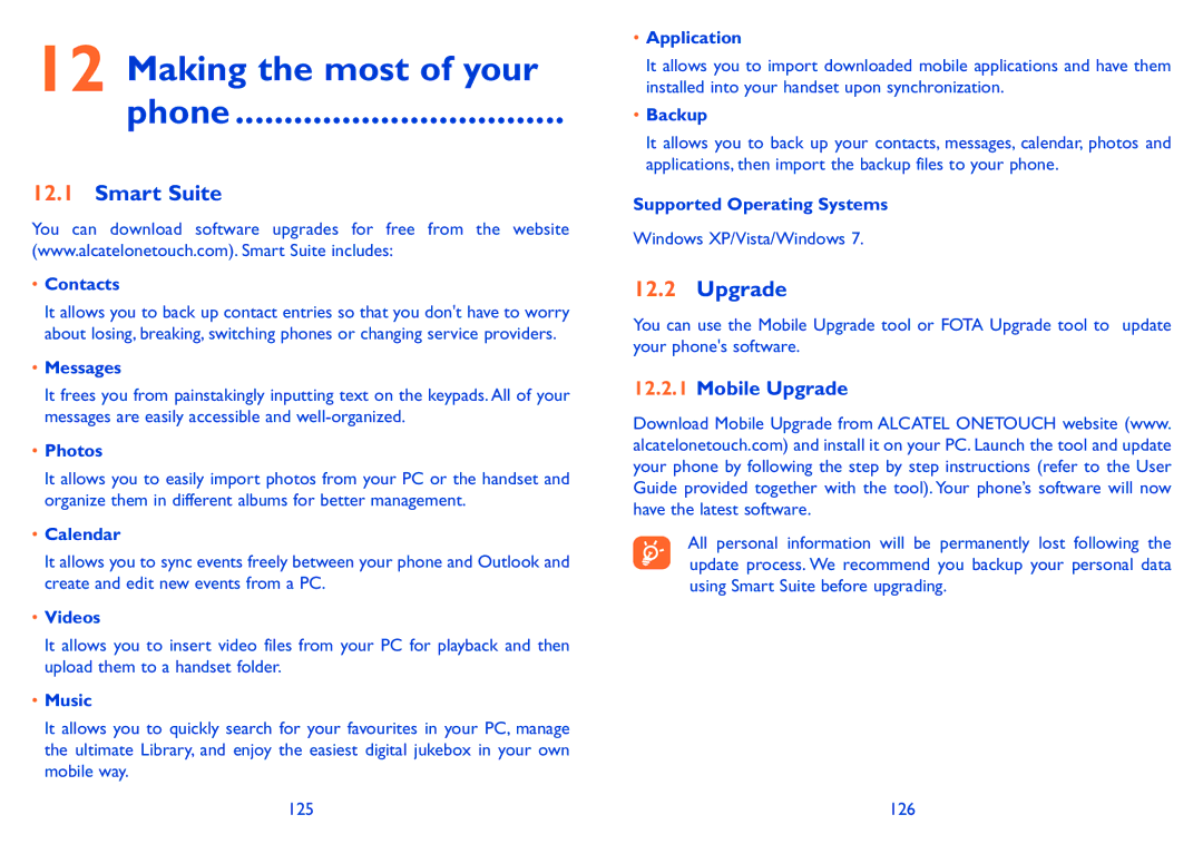 Alcatel POP S9 manual Making the most of your Phone, Smart Suite, Mobile Upgrade 