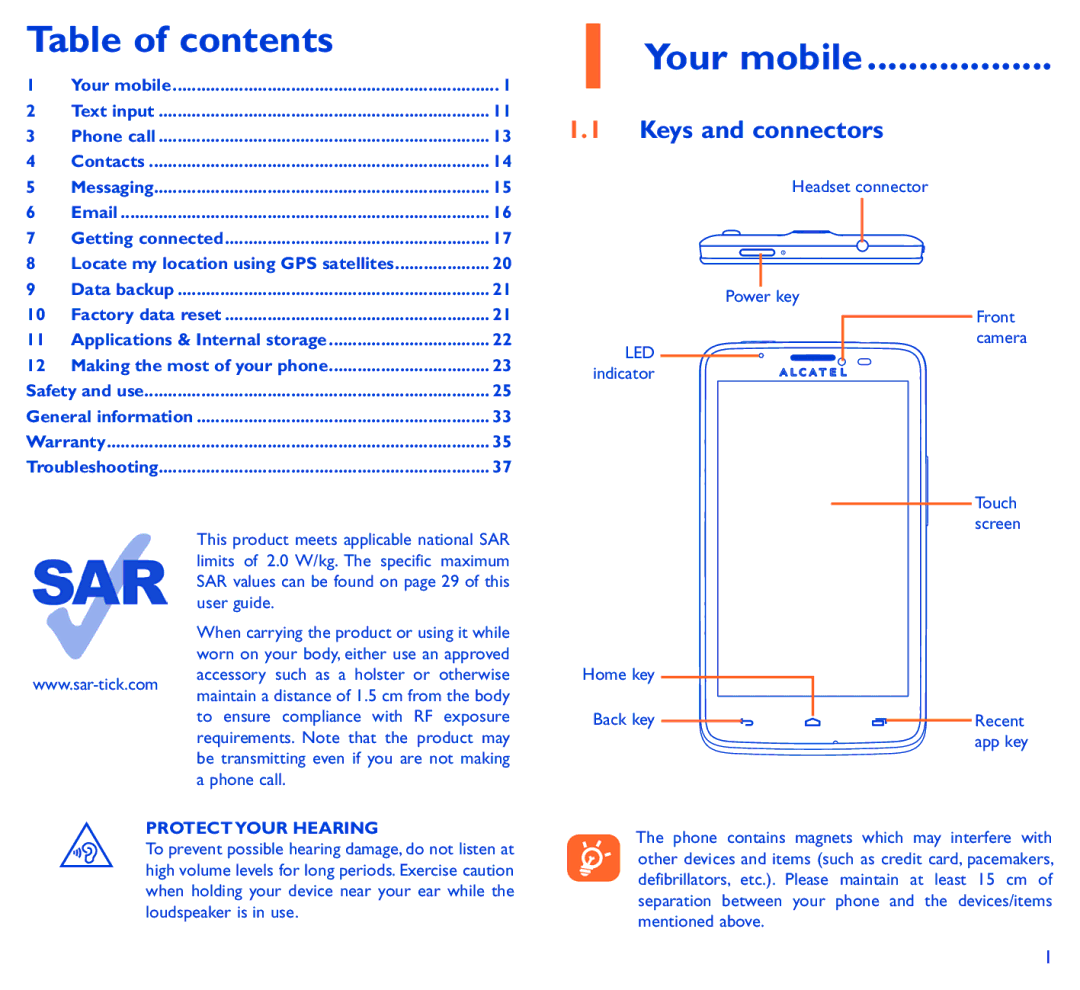 Alcatel SCRIBE EASY manual Table of contents 