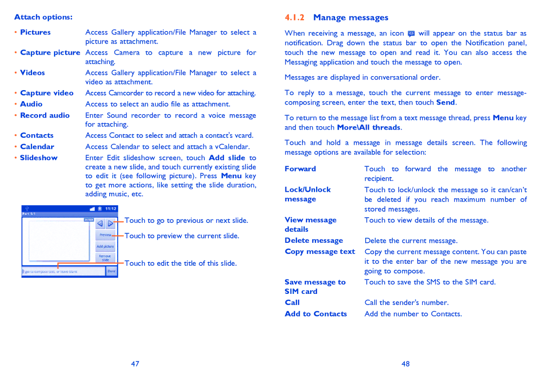 Alcatel 916D, Smart 916 manual Manage messages 