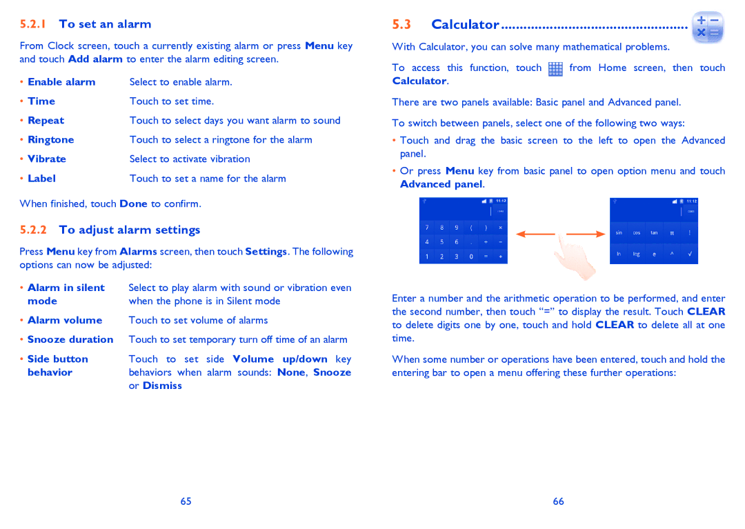 Alcatel Smart 916, 916D manual Calculator, To set an alarm, To adjust alarm settings 