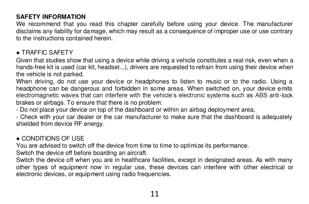 Alcatel Tab - 7HD manual Traffic Safety, Conditions of USE 