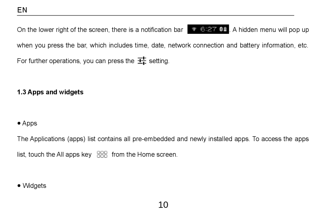 Alcatel Tab - 8HD manual Apps and widgets 