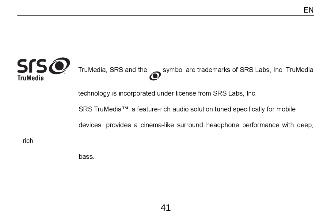 Alcatel Tab - 8HD manual TruMedia, SRS 