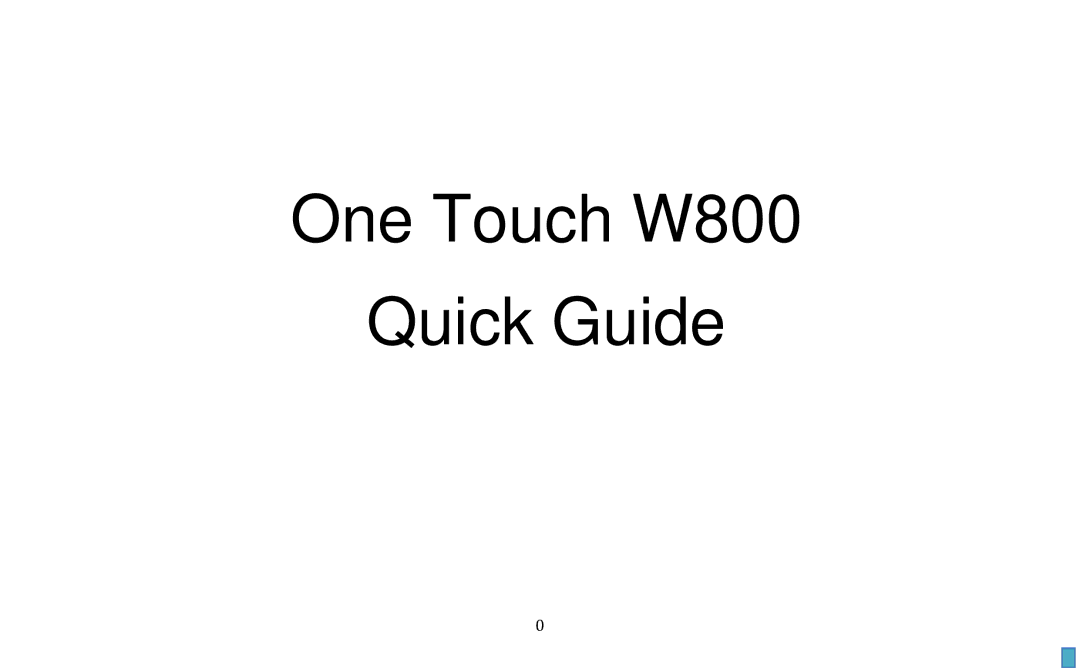 Alcatel manual One Touch W800 Quick Guide 