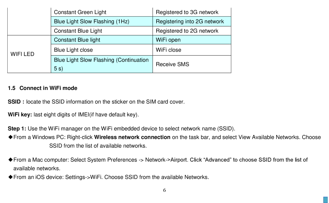 Alcatel W800 manual Connect in WiFi mode 