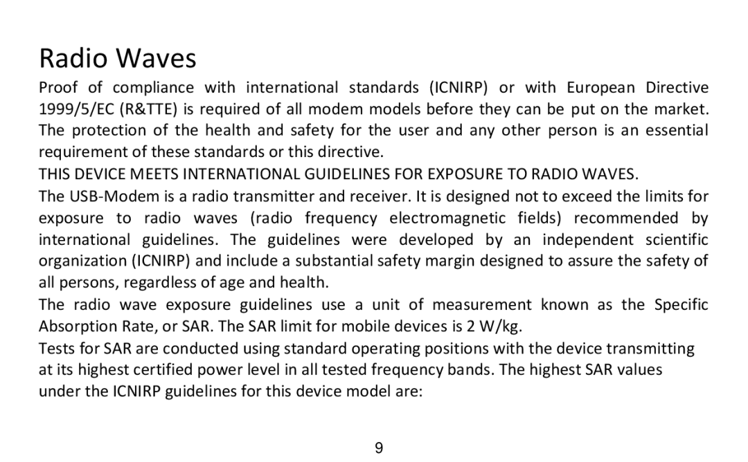 Alcatel X602 manual Radio Waves 