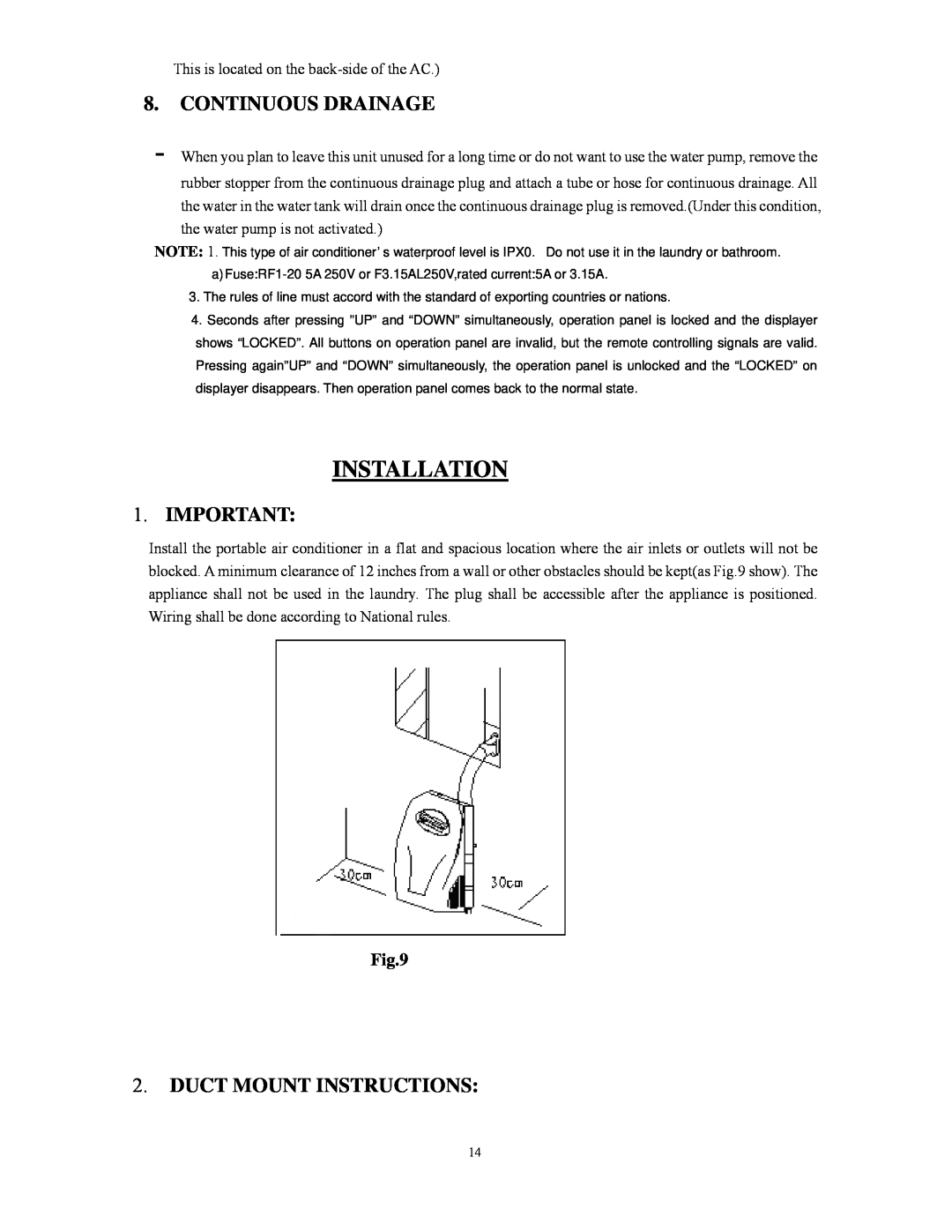 Alen C475A, C360 user manual Installation, Continuous Drainage, Duct Mount Instructions 