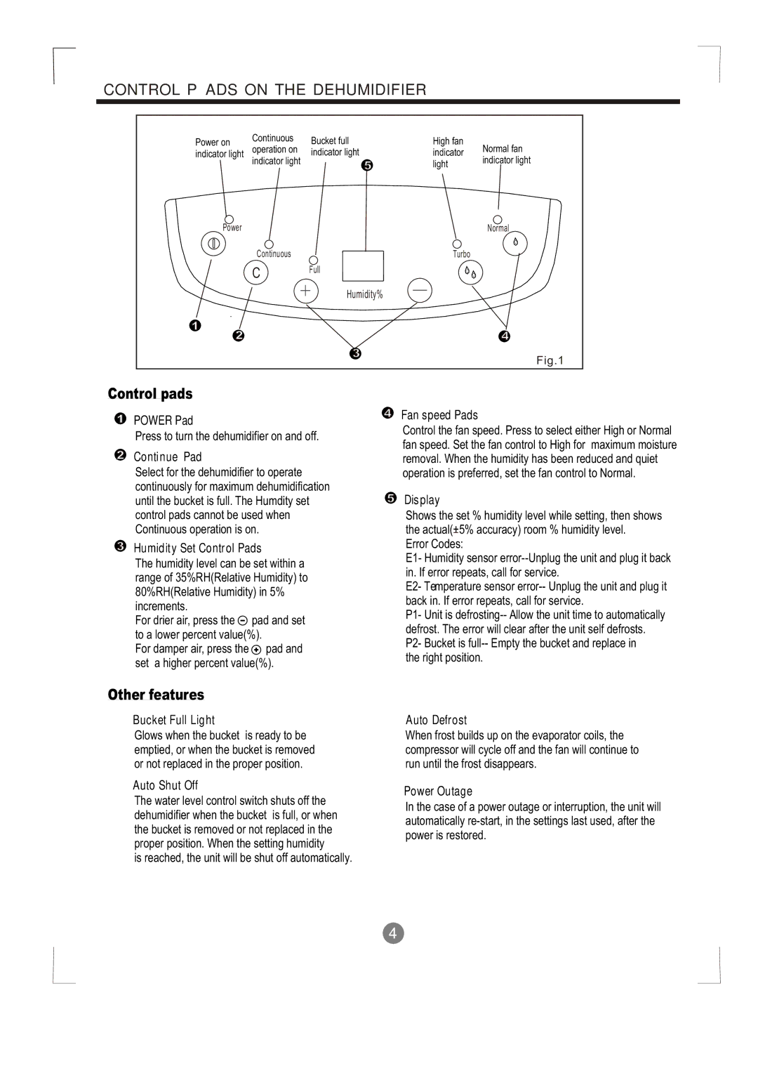 Alen MDF-50AE, MDF1-30AE, MDF-70AE manual Control pads 