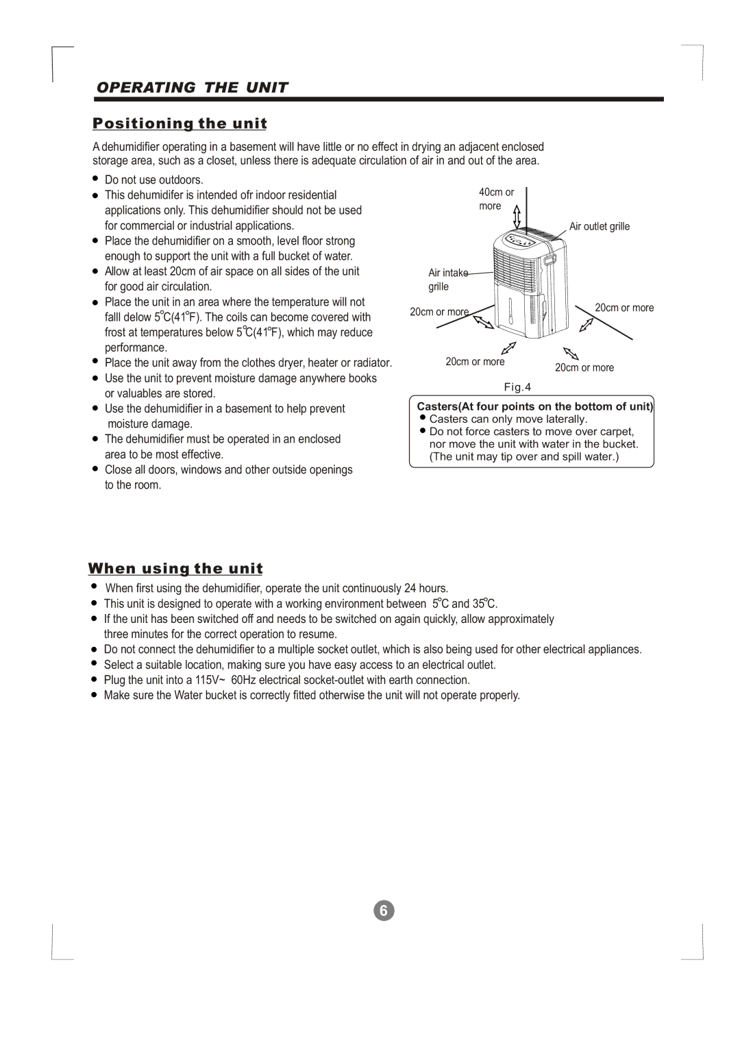 Alen MDF-70AE, MDF1-30AE, MDF-50AE manual Positioning the unit, When using the unit 