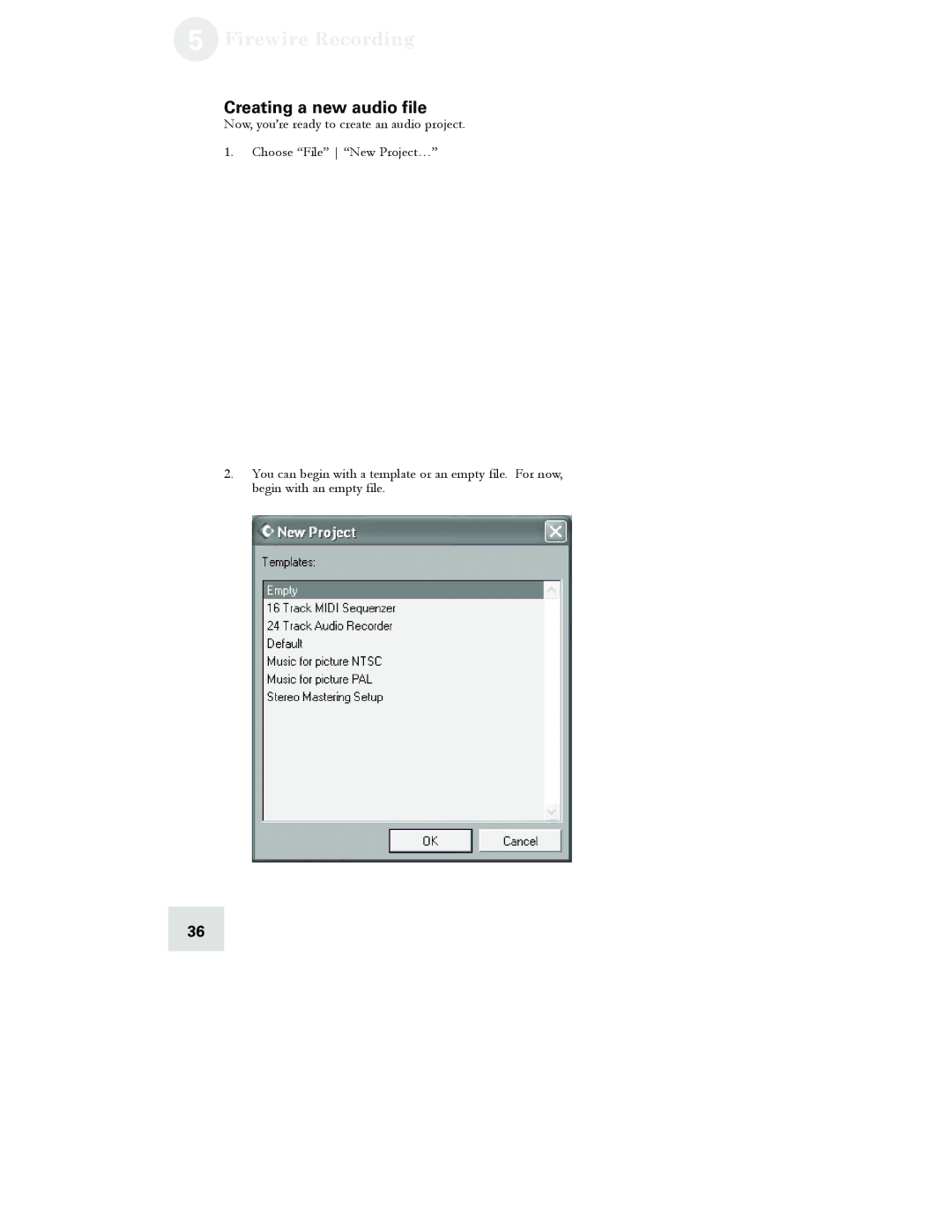 Alesis 12, 16, 12 FireWire, 16 FireWire manual Creating a new audio file 