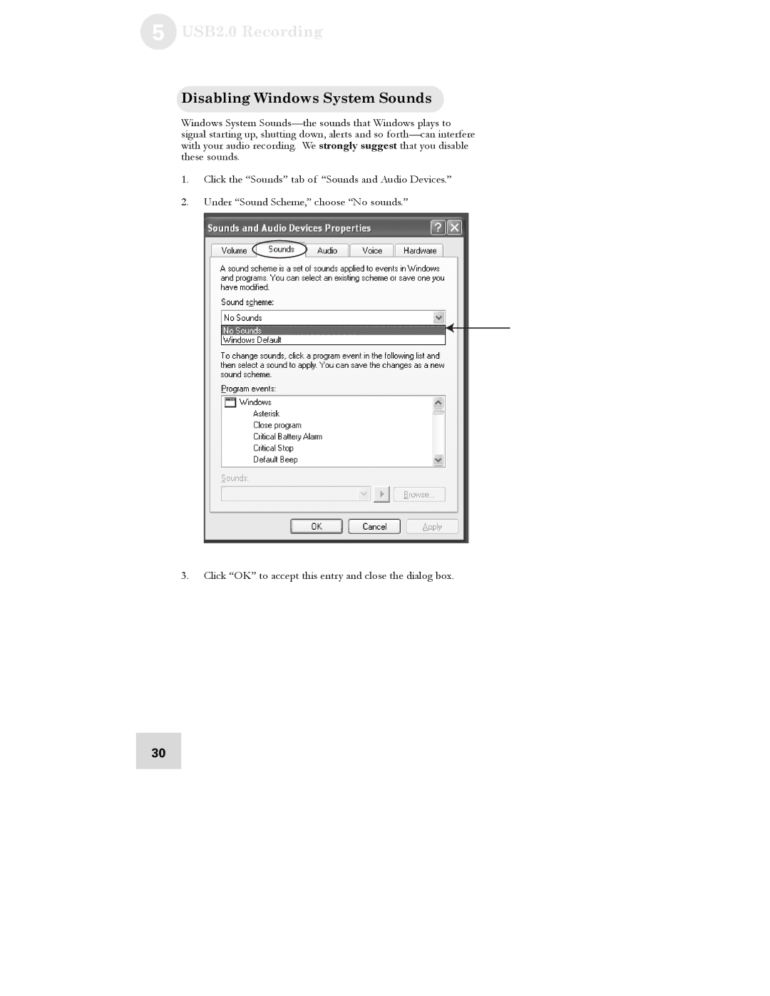 Alesis 16 manual Disabling Windows System Sounds 