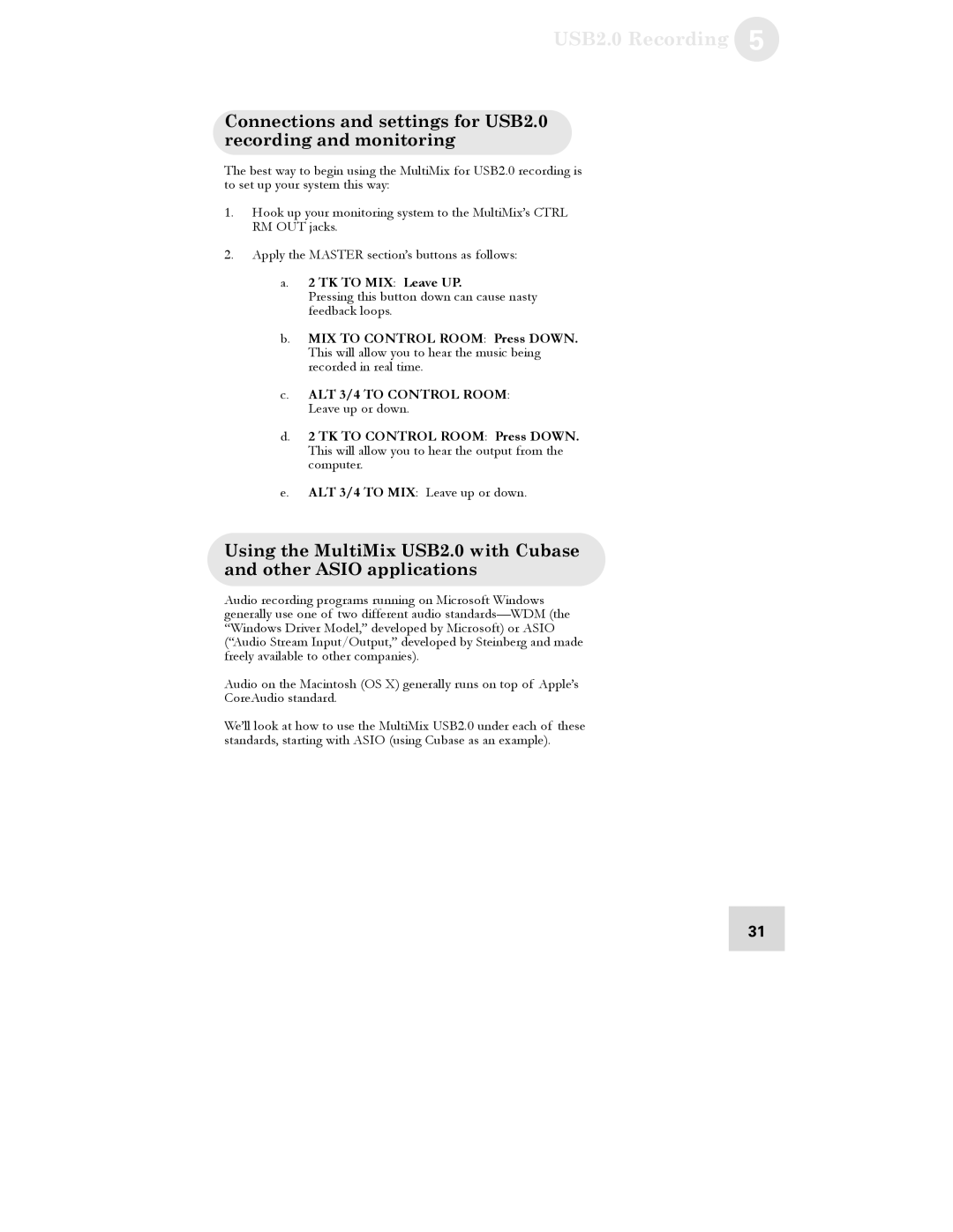 Alesis 16 manual Connections and settings for USB2.0 recording and monitoring 