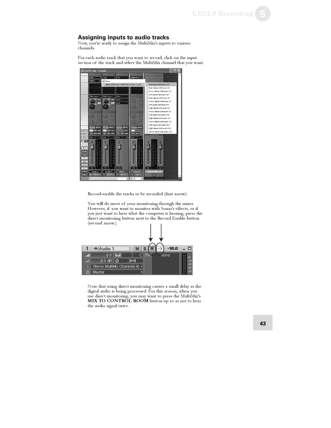 Alesis 16 manual Assigning inputs to audio tracks 