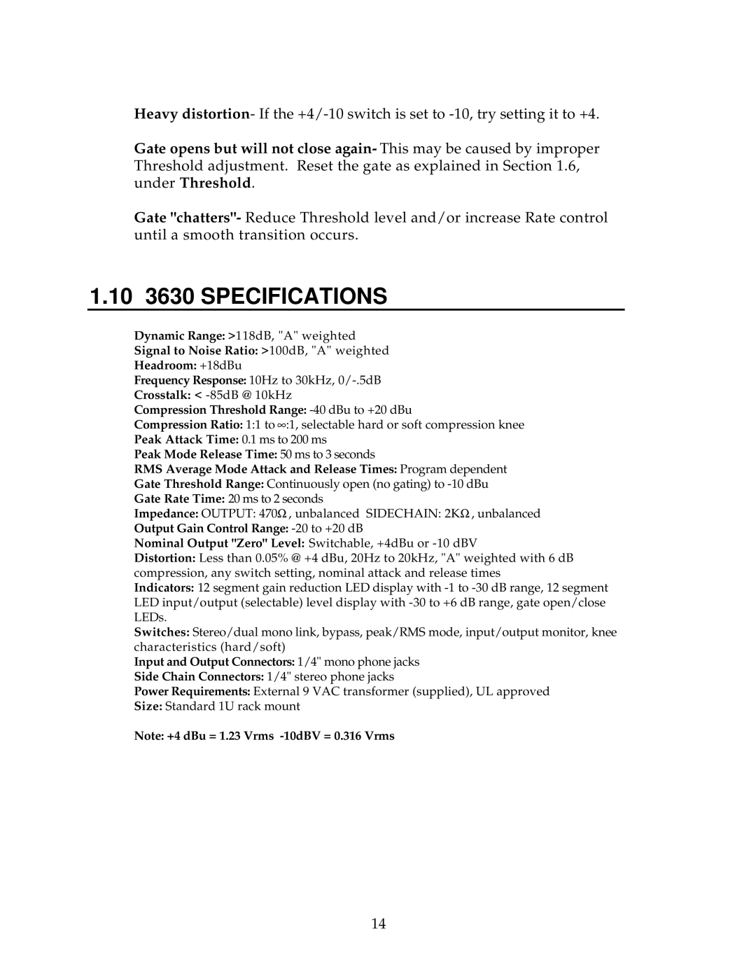 Alesis manual 10 3630 Specifications 