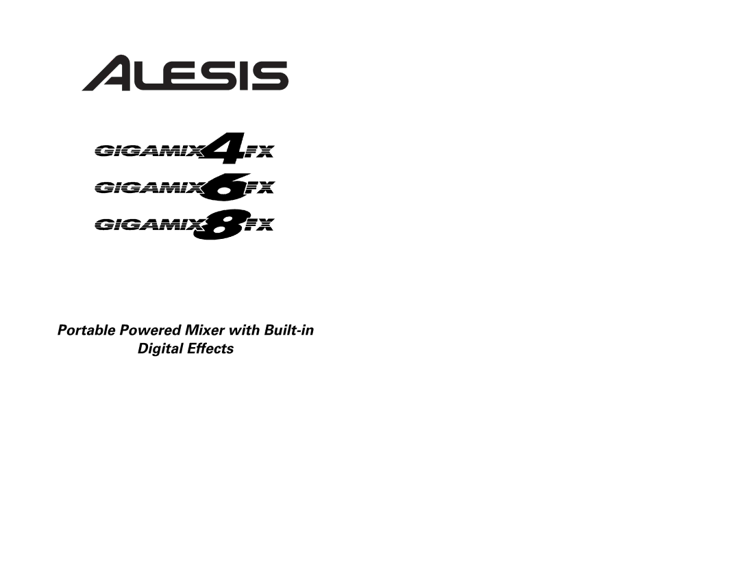 Alesis 8FX, 6FX owner manual Portable Powered Mixer with Built-in Digital Effects 