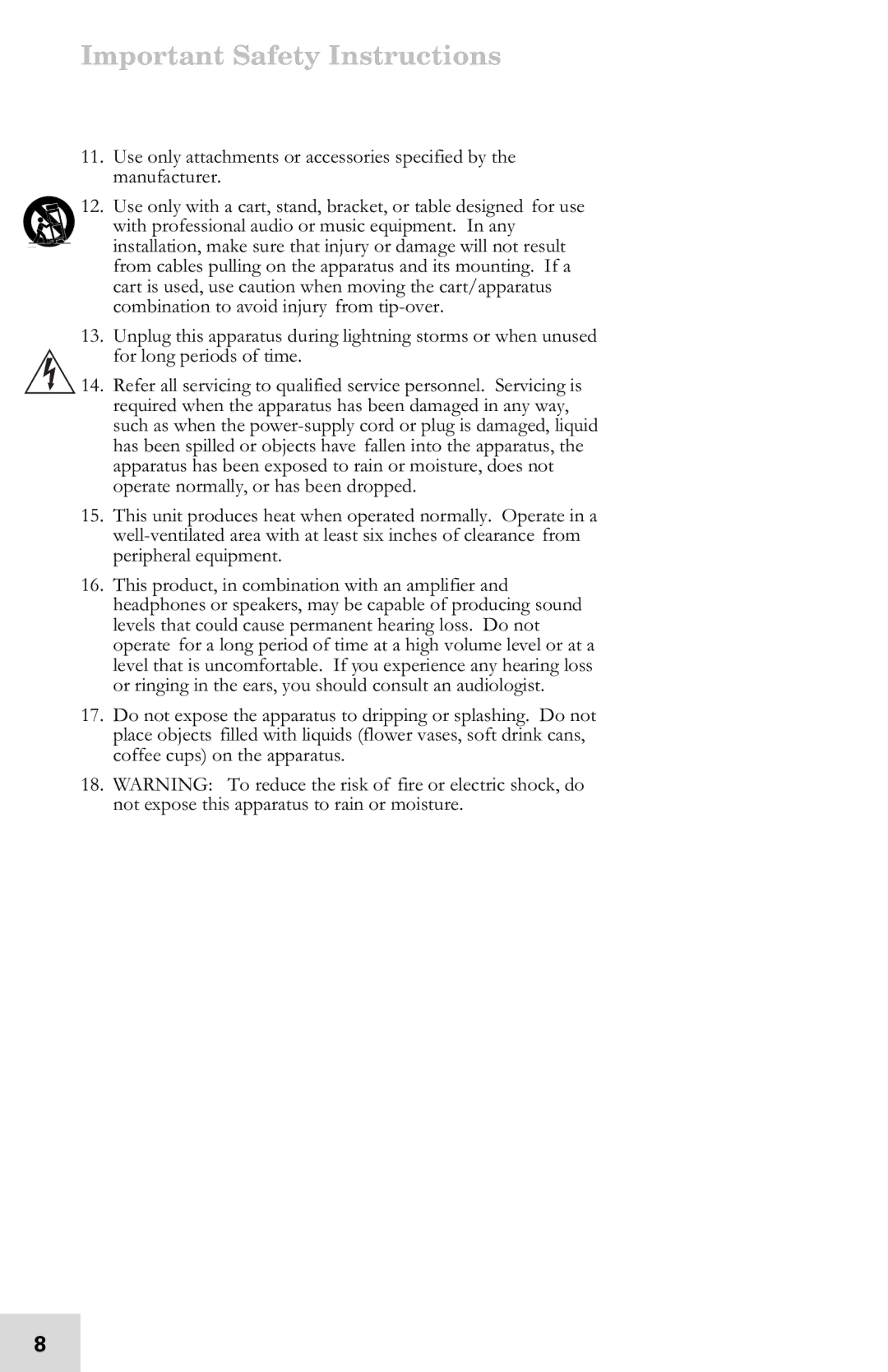 Alesis 7-51-0121-A manual Important Safety Instructions 