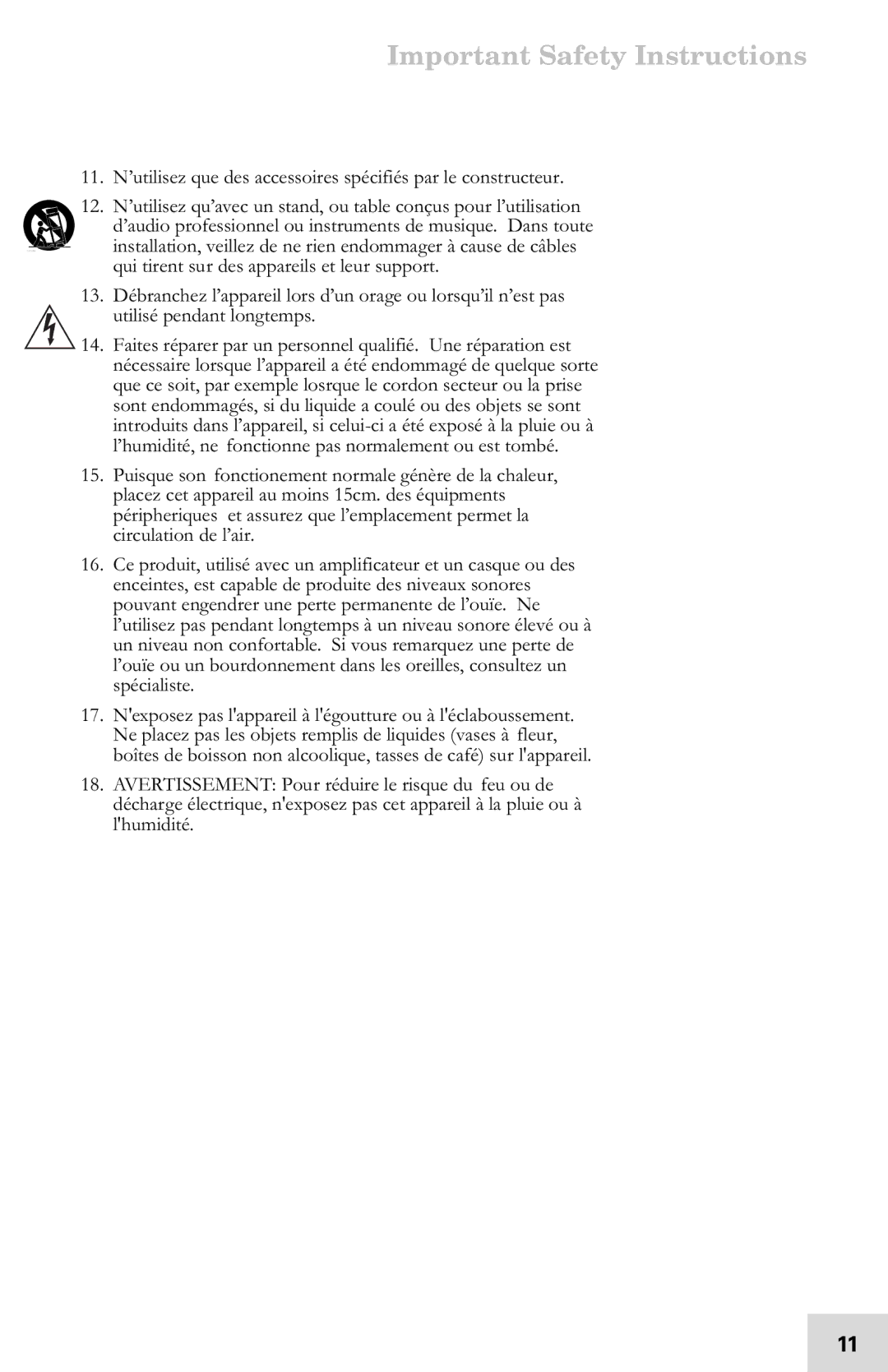 Alesis 7-51-0121-A manual Important Safety Instructions 