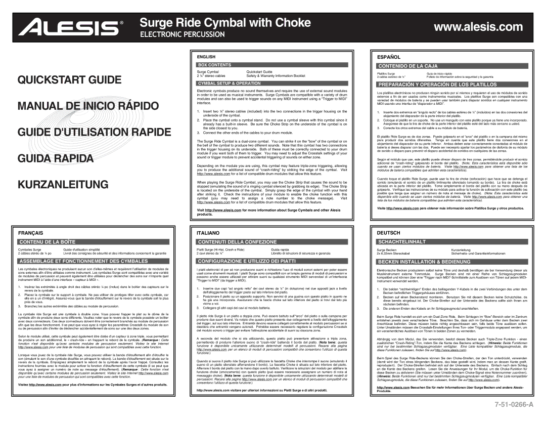 Alesis 7-51-0266-A quick start Surge Ride Cymbal with Choke 