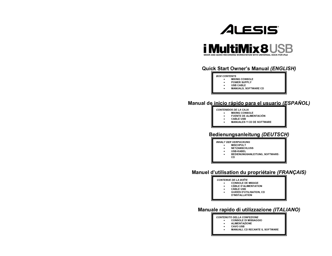 Alesis 8 quick start Bedienungsanleitung Deutsch 