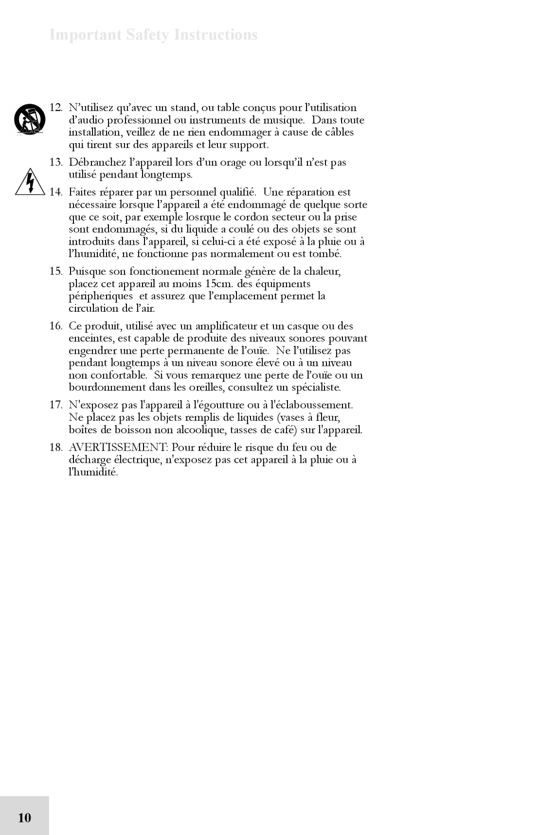 Alesis 8FX manual Important Safety Instructions 