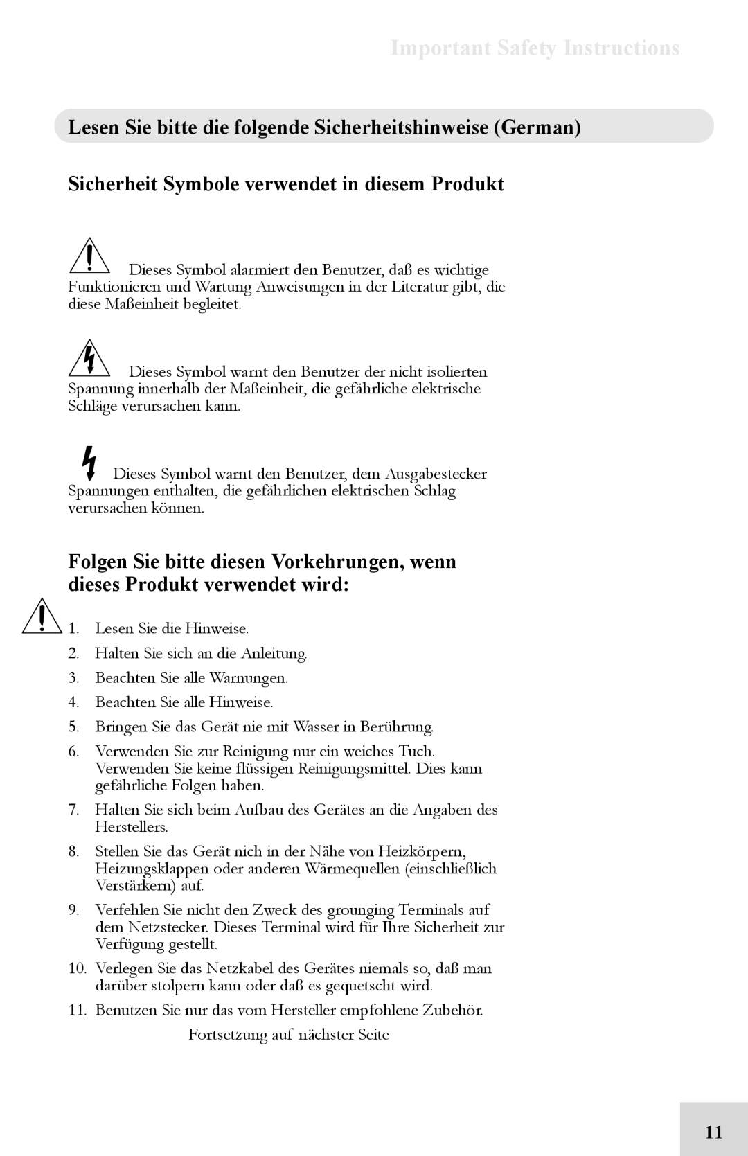 Alesis 8FX manual Important Safety Instructions 