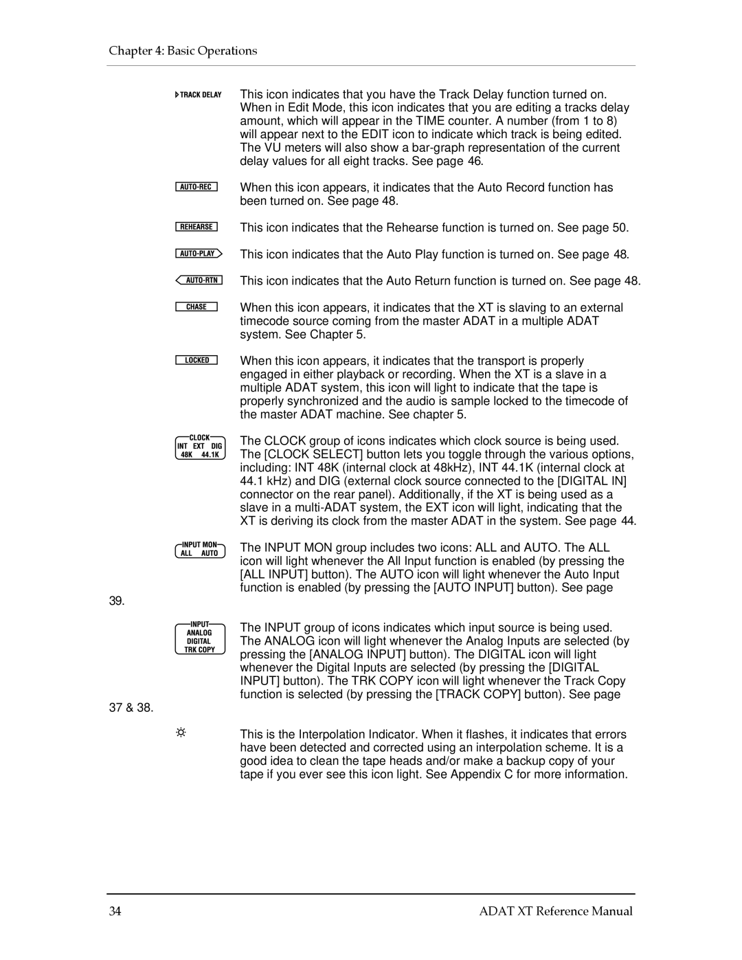 Alesis ADAT-XT manual Basic Operations 