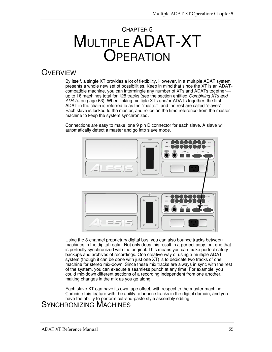 Alesis ADAT-XT manual Operation, Overview, Synchronizing Machines 