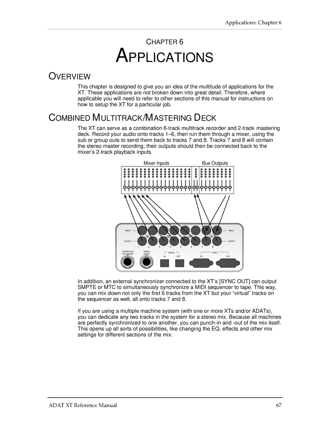 Alesis ADAT-XT manual Applications, Combined MULTITRACK/MASTERING Deck 