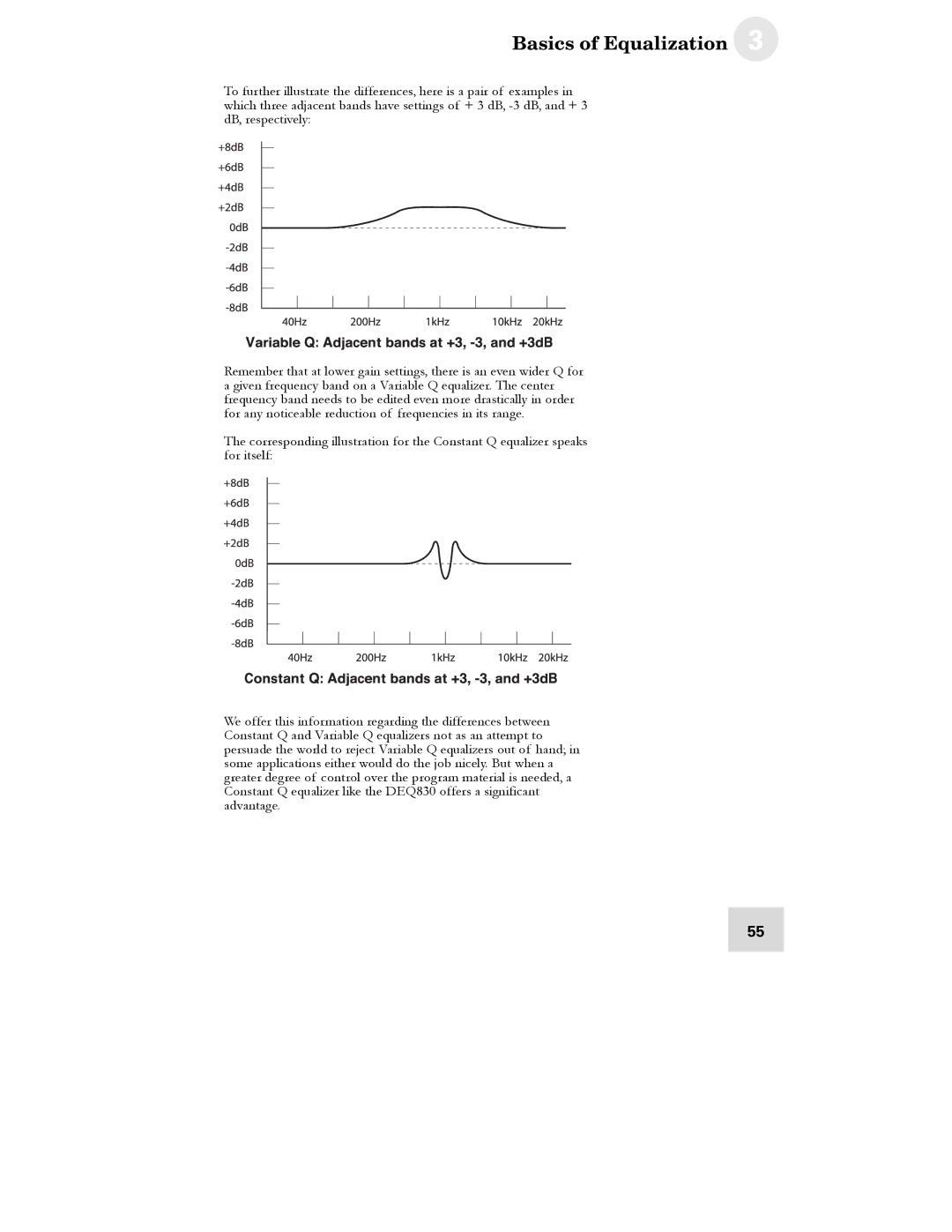 Alesis DEQ830 manual Basics of Equalization 