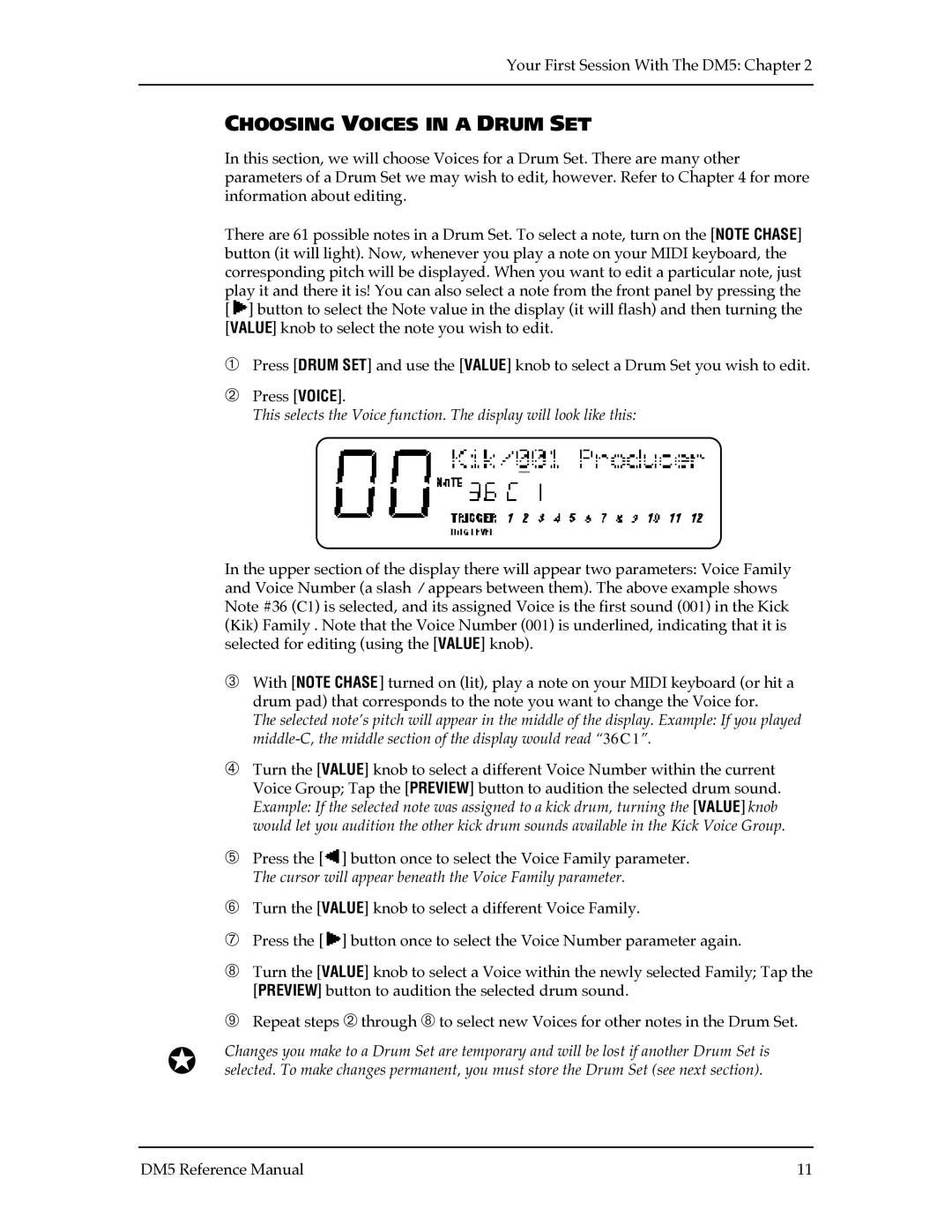 Alesis DM5 manual Choosing Voices in a Drum SET 