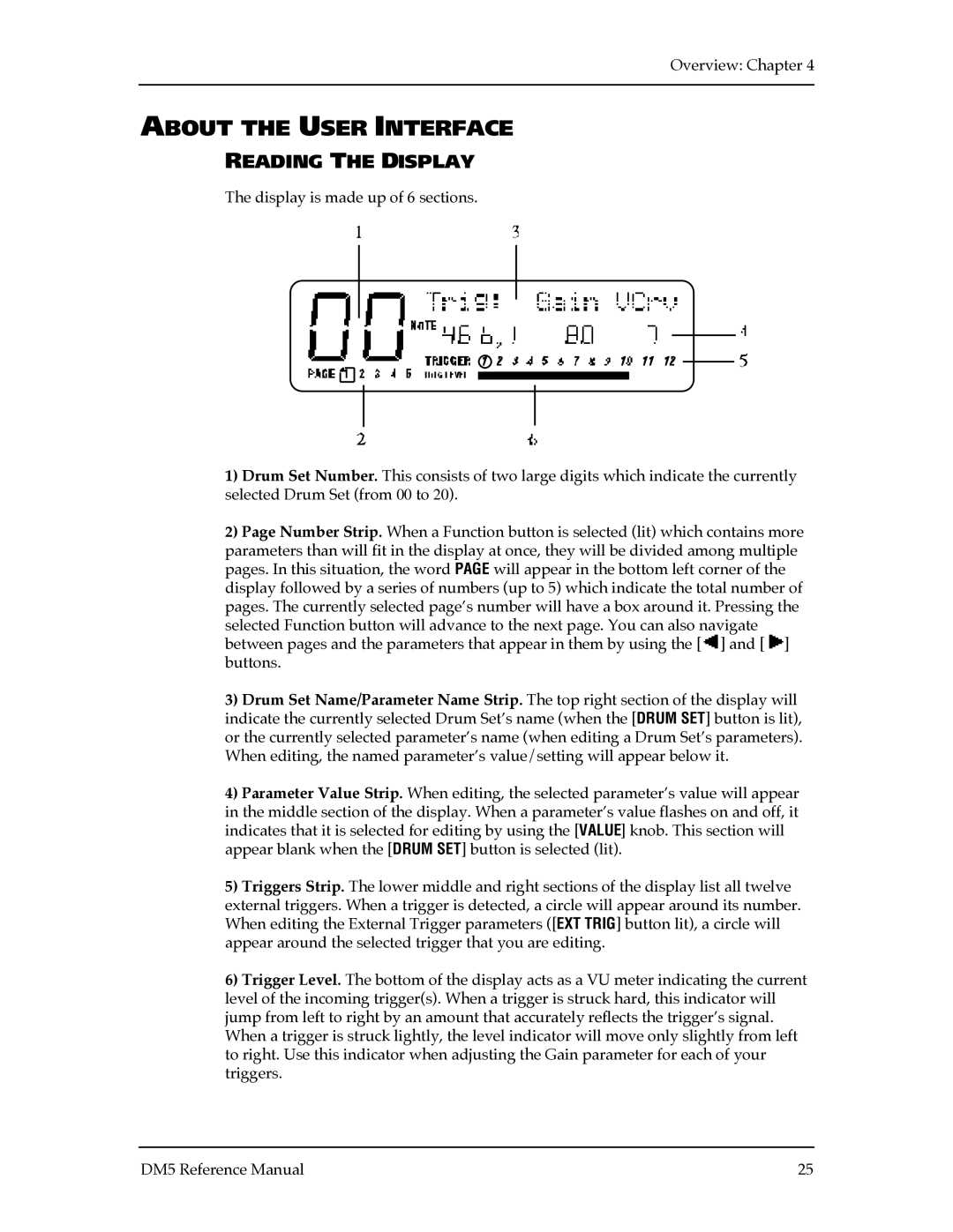 Alesis DM5 manual About the User Interface, Reading the Display 