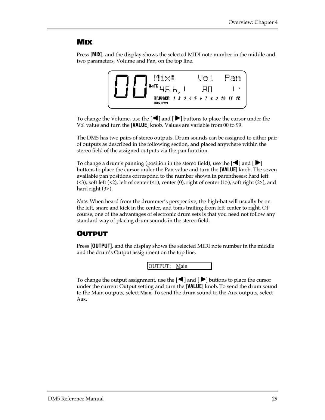 Alesis DM5 manual Mix, Output 