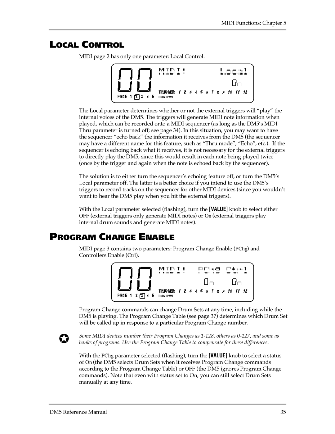 Alesis DM5 manual Local Control, Program Change Enable 