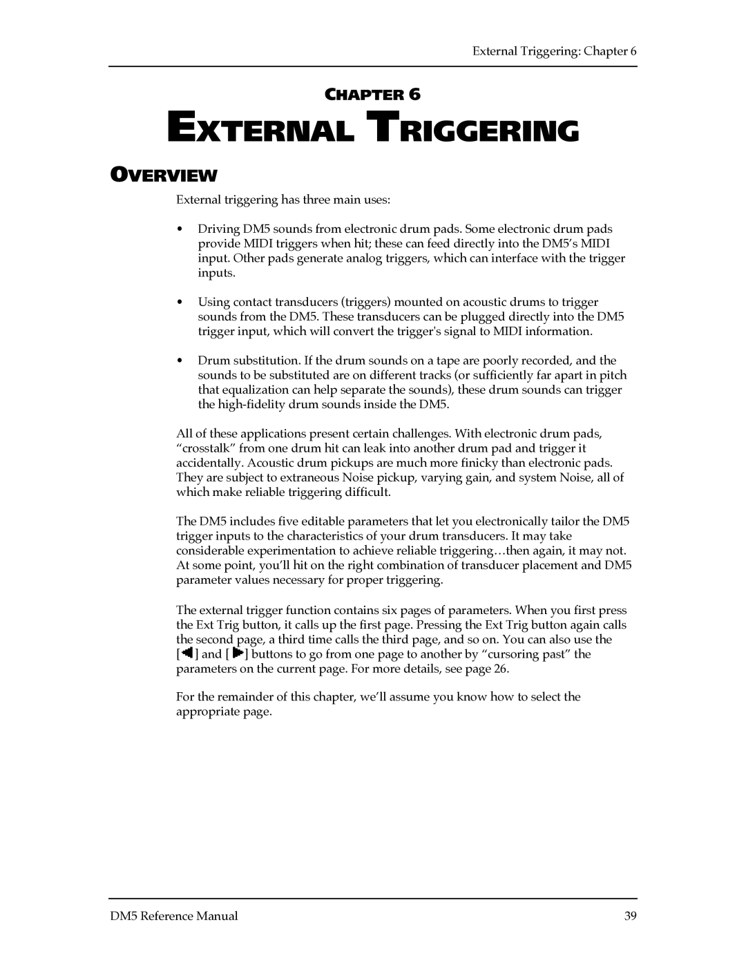 Alesis DM5 manual External Triggering, Overview 