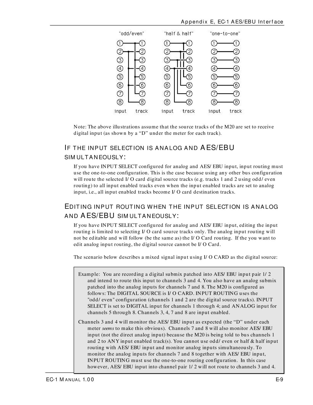 Alesis EC-1 A ES/EBU owner manual If the Input Selection is Analog and AES/EBU Simultaneously 