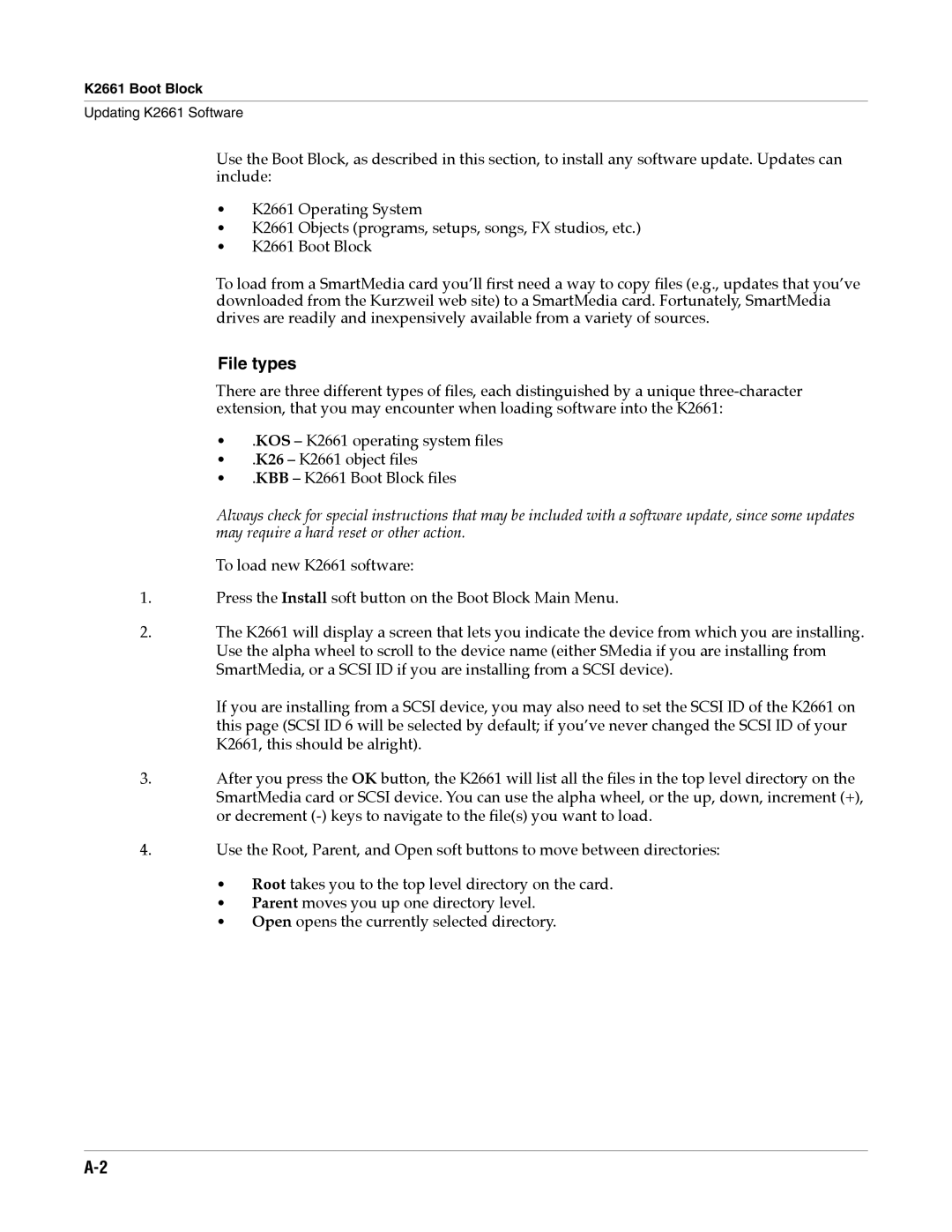 Alesis K2661 specifications File types 