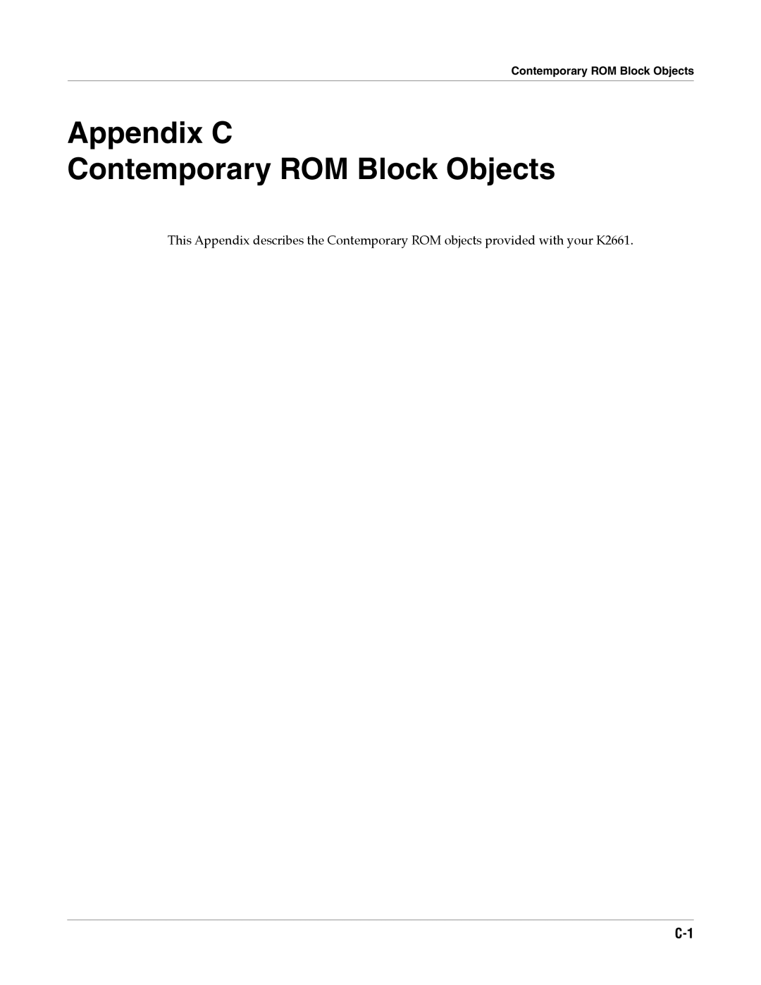 Alesis K2661 specifications Appendix C Contemporary ROM Block Objects 