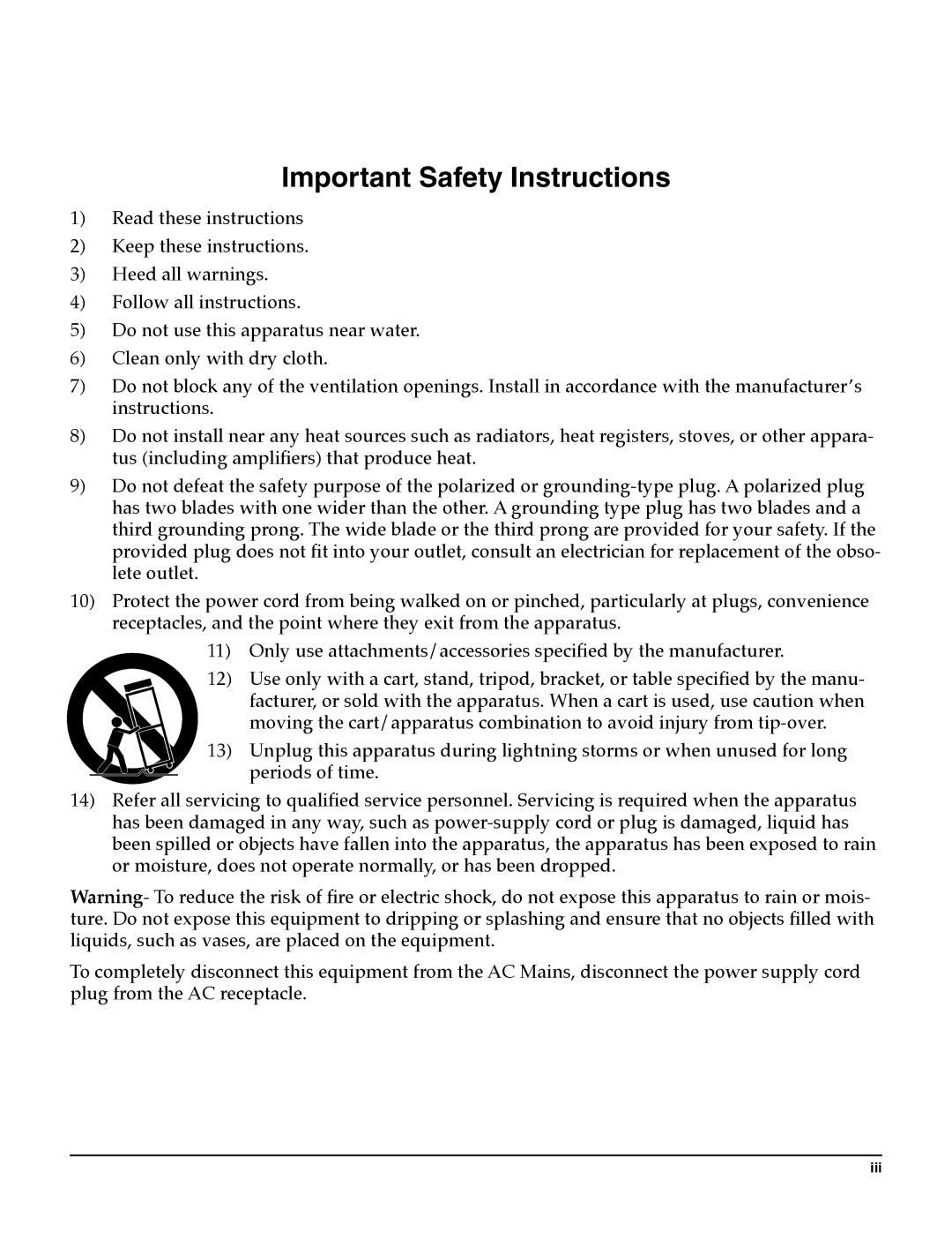 Alesis K2661 specifications Important Safety Instructions 