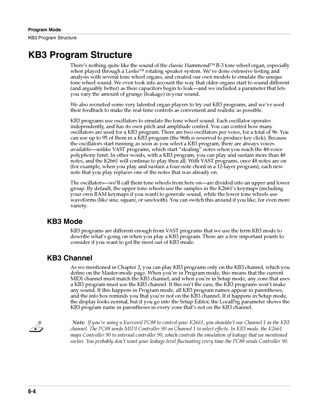 Alesis K2661 specifications KB3 Program Structure, KB3 Mode, KB3 Channel 